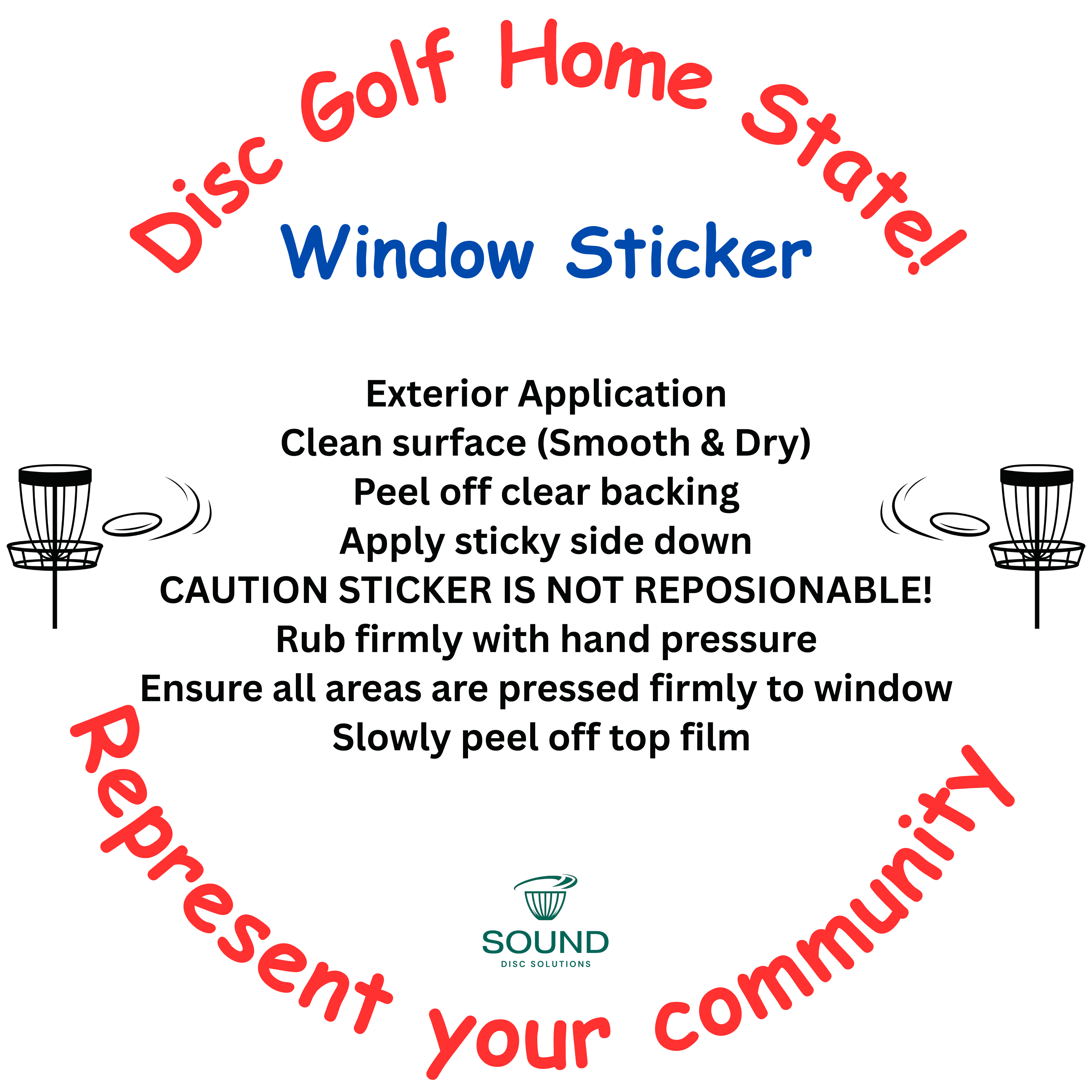 State outline Disc Golf Window Sticker